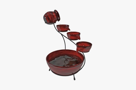 Preview: Four-tiered metal fountain with cascading water