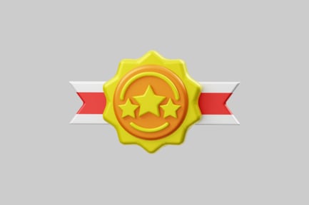 Preview: Celebration award badge with ribbon