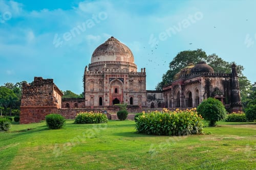 Preview: Sheesh Gumbad tomb in Lodi Gardens city park in Delhi, India