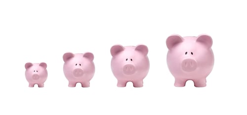 Preview: Pink Piggy Banks Increase in Size Concept