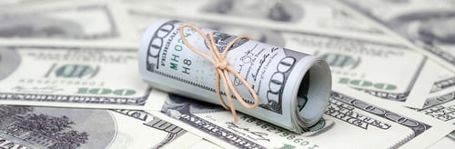 Preview: Crumpled dollar bill of the United States lies on the set of smooth money bills