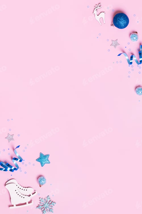 Preview: Abstract Christmas minimalistic composition on pink background