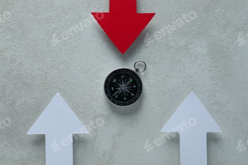 Preview: Business navigate concept with compass and arrows