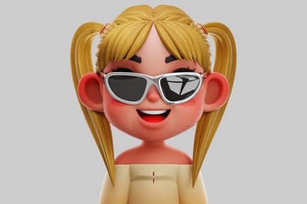 Preview: Smiling Chibi Girl With Sunglasses And Blonde Hair