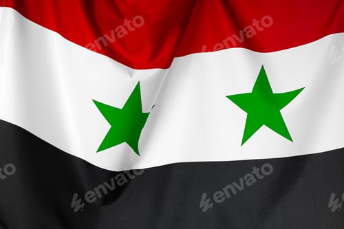 Preview: Photo of fabric Syria flag close up