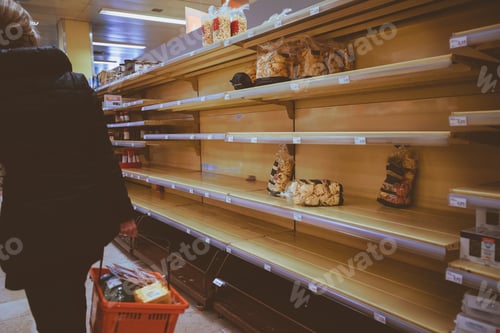 Preview: Empty shelves in a store because of the coronavirus COVID-19 pandemic, pandemic lockdown