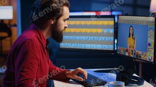 Preview: Professional photographer expertly refining pictures using graphic tablet editing tools