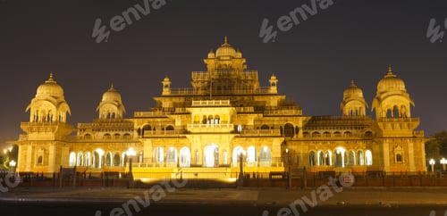 Preview: Albert Hall Museum located in Jaipur, India during nighttime