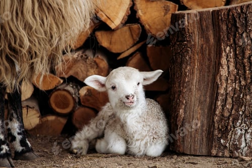 Preview: Small newborn lamb.