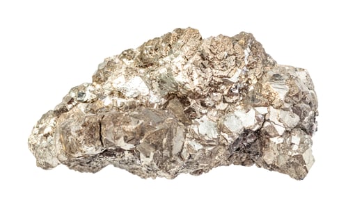 Preview: raw crystalline Marcasite rock isolated on white