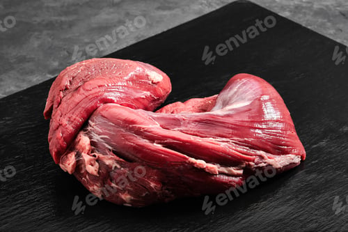 Preview: Beef raw fillet tenderloin on black marble background