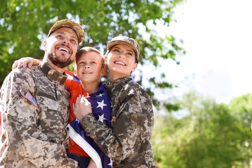 Preview: Happy military family with their son outdoors