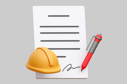 Preview: Construction Document Signing With Hard Hat And Pen