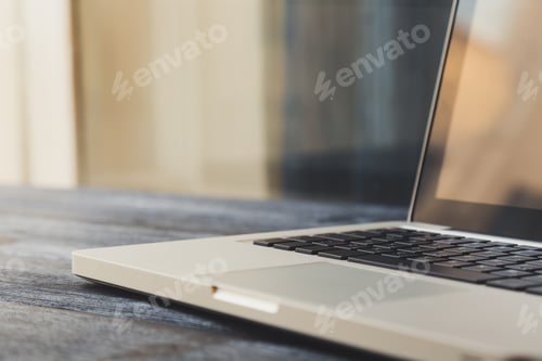 Preview: Laptop on modern wooden desk