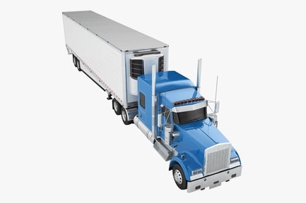 Preview: Blue Semi-Truck with Refrigerated Trailer