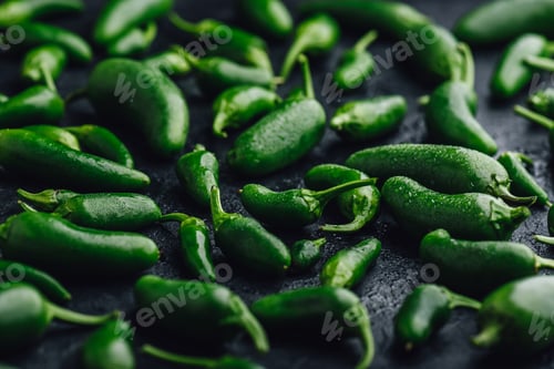 Preview: Green Jalapeno Peppers on Concrete Background