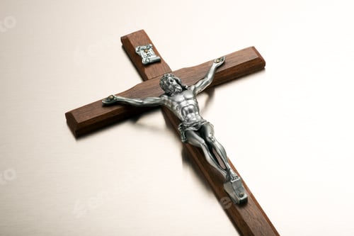 Preview: Silver metal Christ on a wooden crucifix