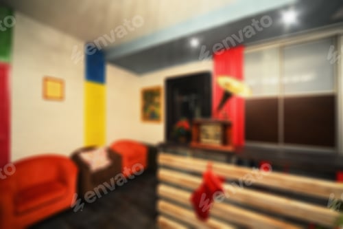 Preview: Premise Interior On Blurred Background. Abstract Stylish And Harmonious Design Of The Restaurant