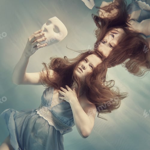 Preview: Portrait Of A Girl With A Mask Under Water