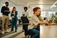 Preview: Hispanic latino business woman having a surprise birthday party at work