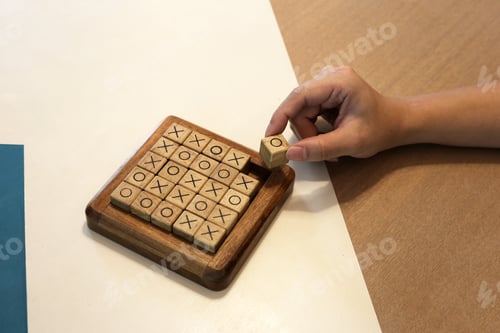 Preview: Wooden block OX game, OX tic tac toe game.