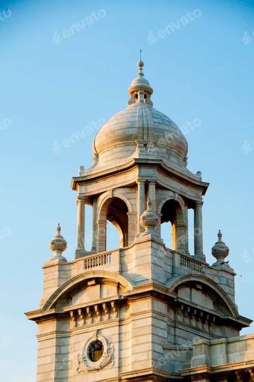 Preview: Historic Victoria Memorial architectural monument and museum at sunset. Kolkata, India.