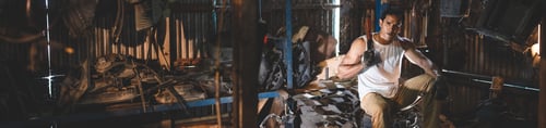 Preview: Vehicle automotive service guy worker doing check or mend car wheel, Asian mechanic repairman