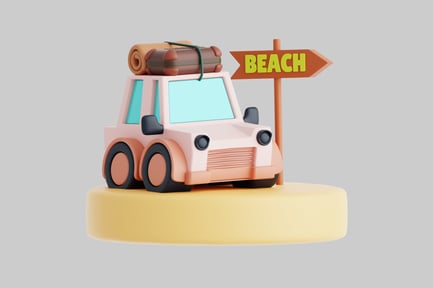 Aperçu: Voiture avec valise attachée au toit