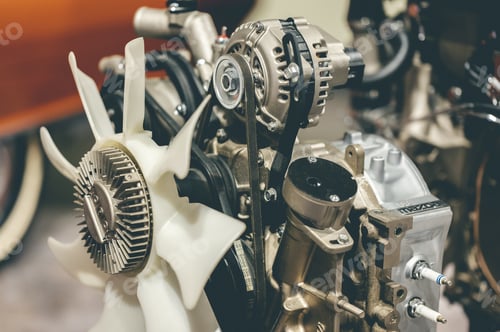 Preview: Closeup shot of a machine with racks and pinions in a factory