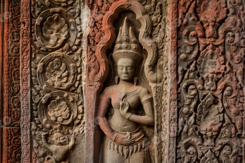 Preview: Detail of carving, Ta Prohm temple, Angkor Wat, Siem Reap, Cambodia, Southeast Asia