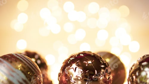 Preview: Blank Space And Gold Ball Christmas Decorations On Blurred Bokeh Light For Christmas And New Year