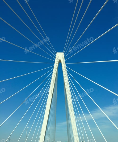 Preview: Symmetry in modern architecture on a white bridge