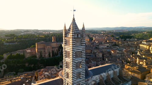 Preview: Siena Cathedral or Duomo di Siena, aerial view at sunset, Tuscany, Italy