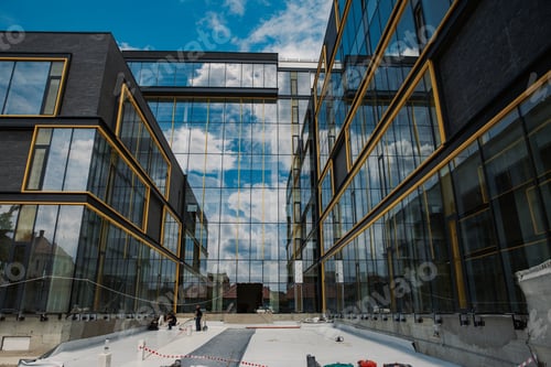 Preview: Office building under construction. Business center and office development