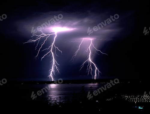 Preview: Fall Thunderstorm Late Night Lightning Strike Puget Sound Elliott Bay