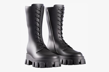 Preview: Lace-Up Military Boots with Lug Sole