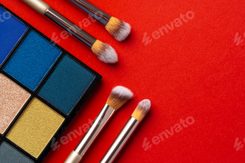 Preview: Set of cosmetics isolated over red background