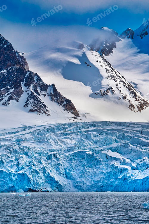 Preview: Deep Blue Glacier and Snowcapped Mountains, Arctic, Norway