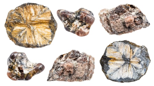 Preview: samples of raw andalusite minerals isolated