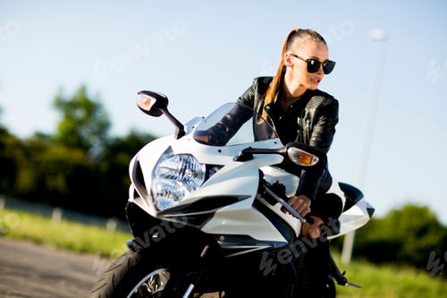 Preview: Woman on motorcycle
