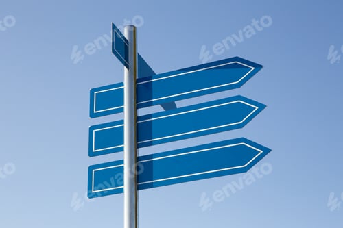 Preview: Blank sign post on blue sky