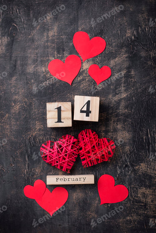 Preview: Valentines Day background with red hearts
