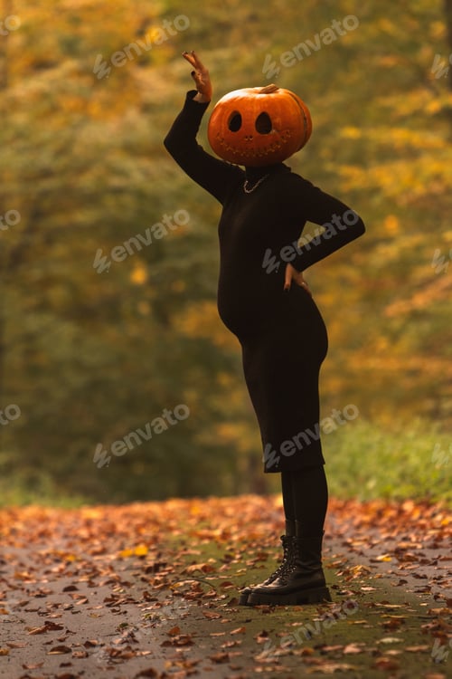Preview: Surreal Autumn Scene with Pumpkin Head