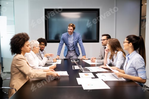 Preview: Corporate business team and manager in a meeting