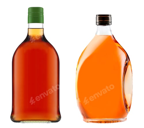 Preview: Full whiskey bottles isolated