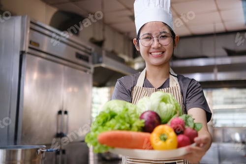Preview: Happy Chef Holding Fresh Vegetables Healthy Food