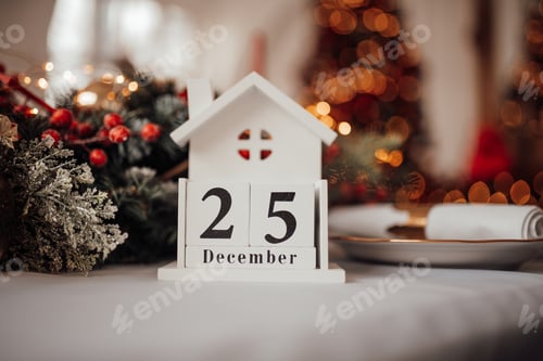 Preview: White cube handmade calendar 25th December at feast decor livingroom interior