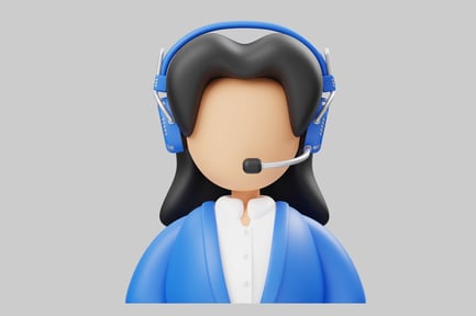 Aperçu: Femme d'affaires avec casque, personnage de dessin animé