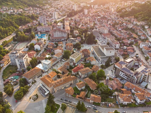 Preview: Devin, Bulgaria. Aerial view to the small city in the mountains.