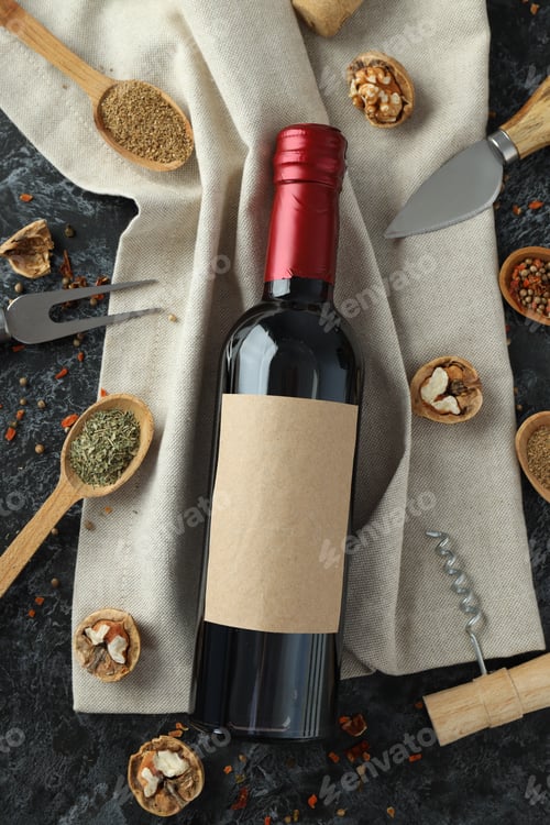 Preview: The concept of a delicious alcoholic drink, wine, top view